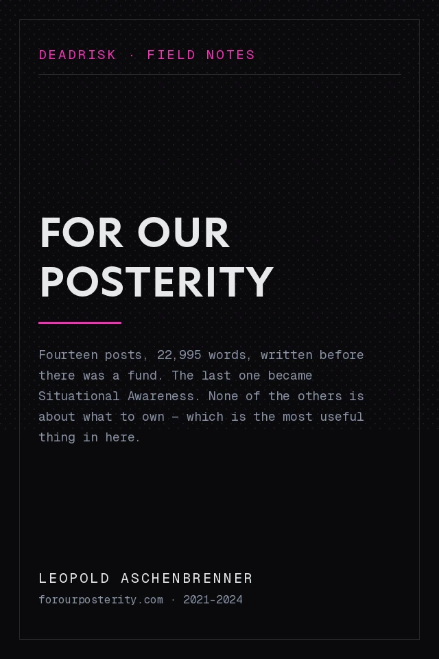 Cover of For Our Posterity by Leopold Aschenbrenner